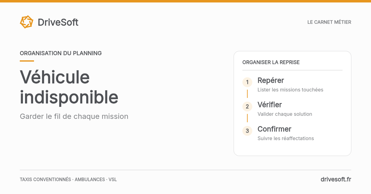 Véhicule indisponible : réorganiser le planning et suivre chaque mission
